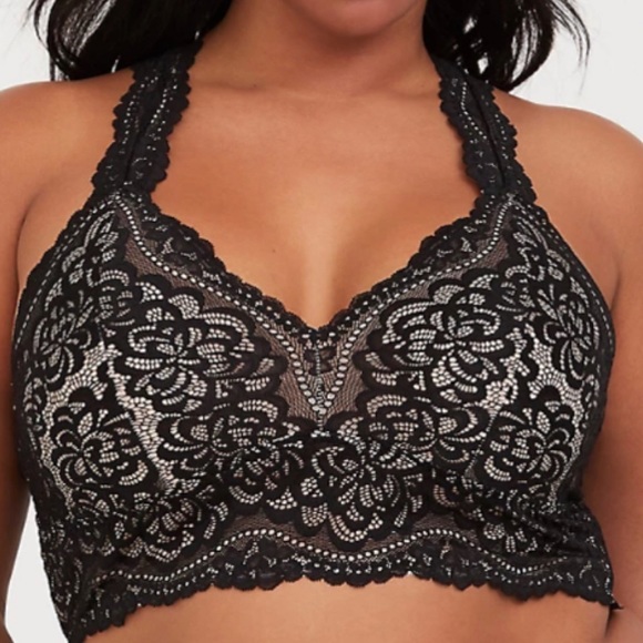 🆕 Torrid Black Lace Racerback Bralette 2X NWT - Picture 1 of 9